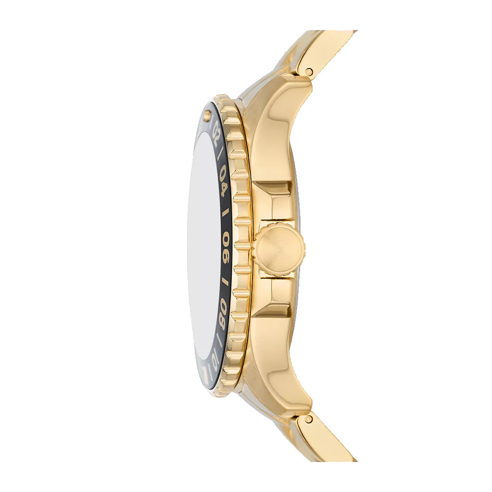 Fossil Blue GMT Gold-Tone Stainless Steel Watch FS5990