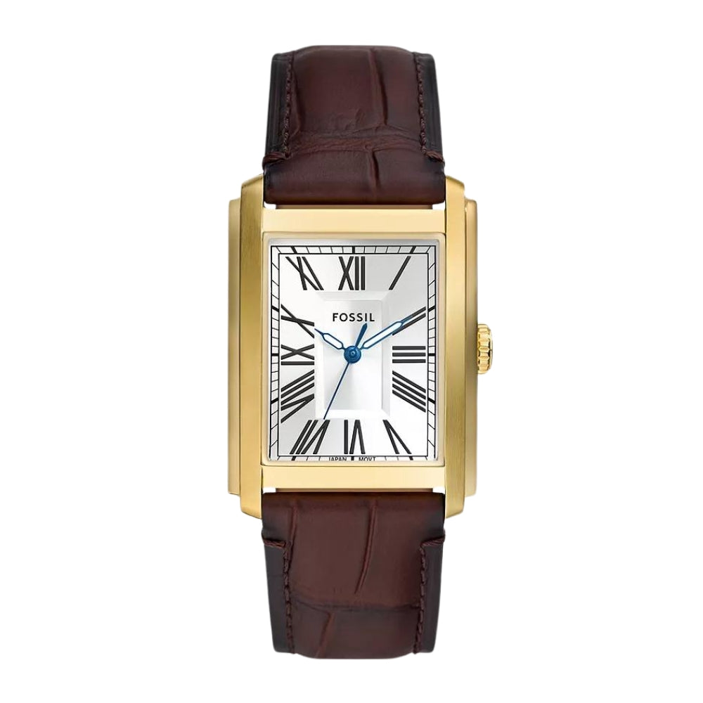 Fossil Carraway Three-Hand Brown Croco Leather Watch FS6011