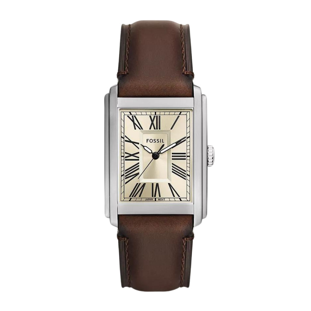 Fossil Carraway Three-Hand Brown Leather Watch FS6012