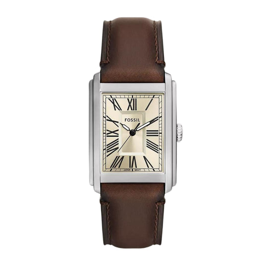 Fossil Carraway Three-Hand Brown Leather Watch FS6012