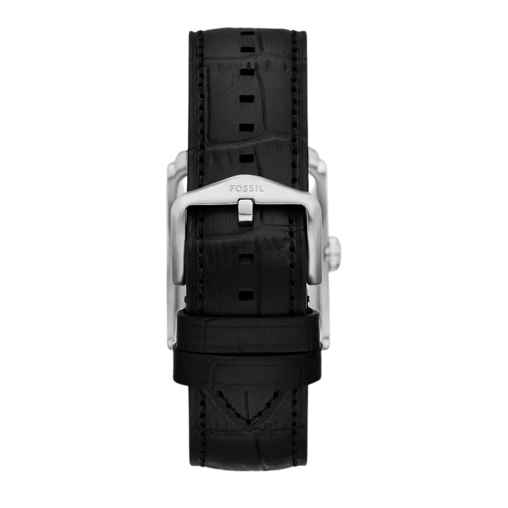 Fossil Carraway 30mm Three-Hand Black Croco Leather Watch FS6078