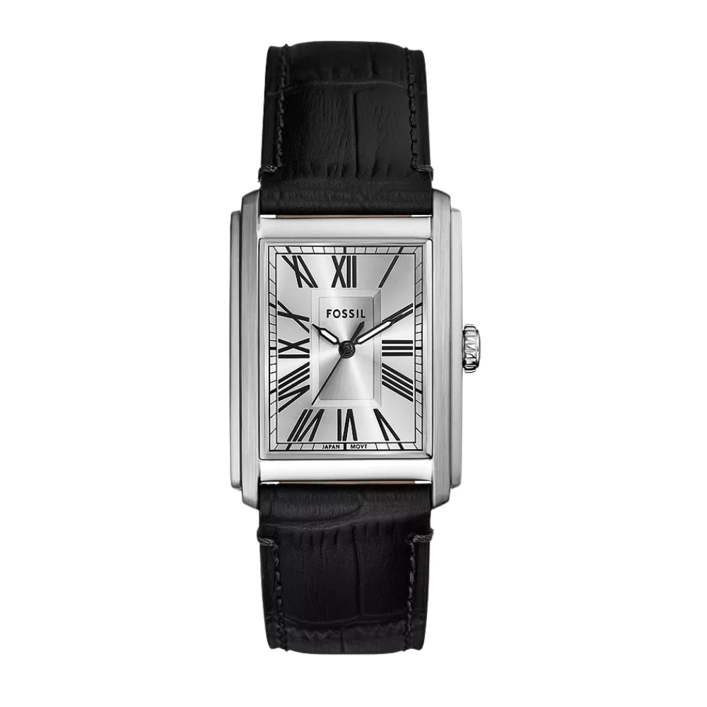 Fossil Carraway 30mm Three-Hand Black Croco Leather Watch FS6078