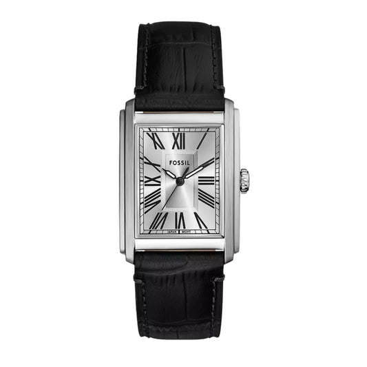 Fossil Carraway 30mm Three-Hand Black Croco Leather Watch FS6078