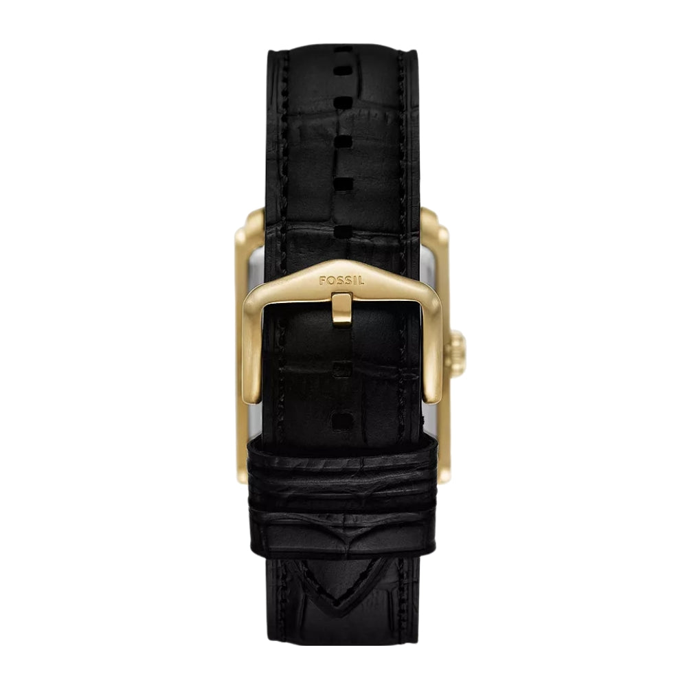 Fossil Carraway 30mm Three-Hand Black Croco Leather Watch FS6091