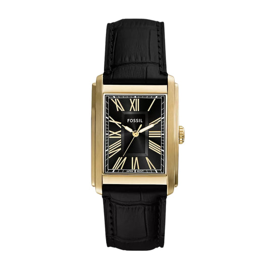 Fossil Carraway 30mm Three-Hand Black Croco Leather Watch FS6091