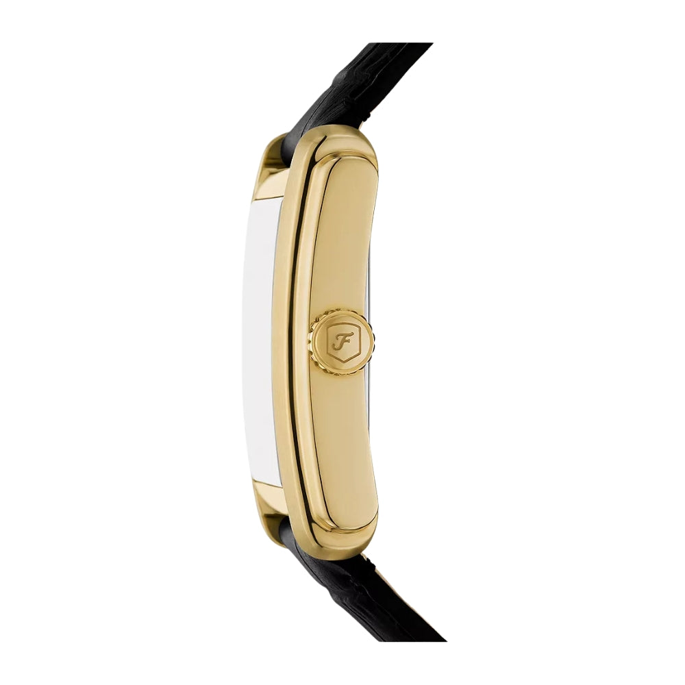 Fossil Carraway 30mm Three-Hand Black Croco Leather Watch FS6091