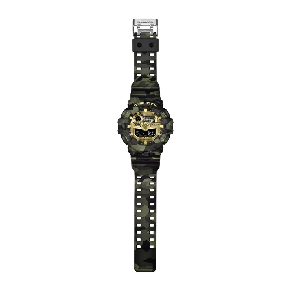 Casio G-Shock BOLD CAMO SERIES, CAMO AND GOLD ANALOG-DIGITAL GA-700 SERIES GA-700CMG-3A