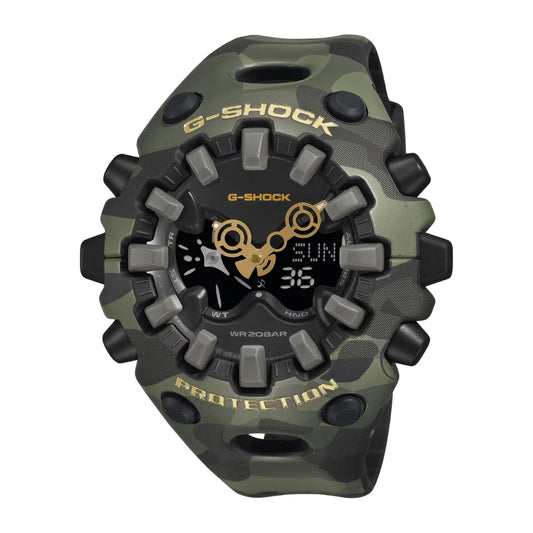 Casio G-Shock BOLD CAMO SERIES, CAMO AND GOLD ANALOG-DIGITAL GA-V01 SERIES GA-V01CMG-3A