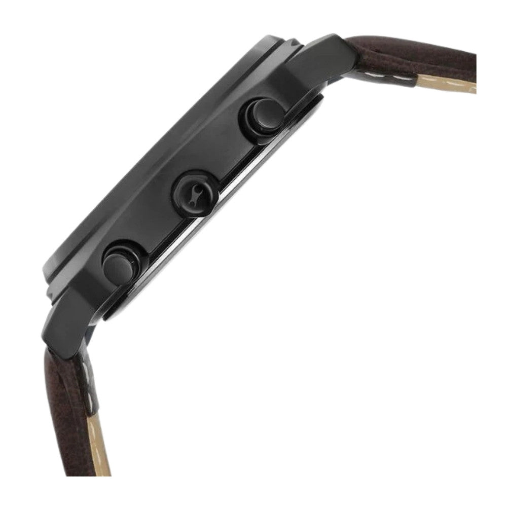 Fastrack Kronos Guys Chronograph Watch With Date Black Dial & Brown Leather Strap 3335NL01