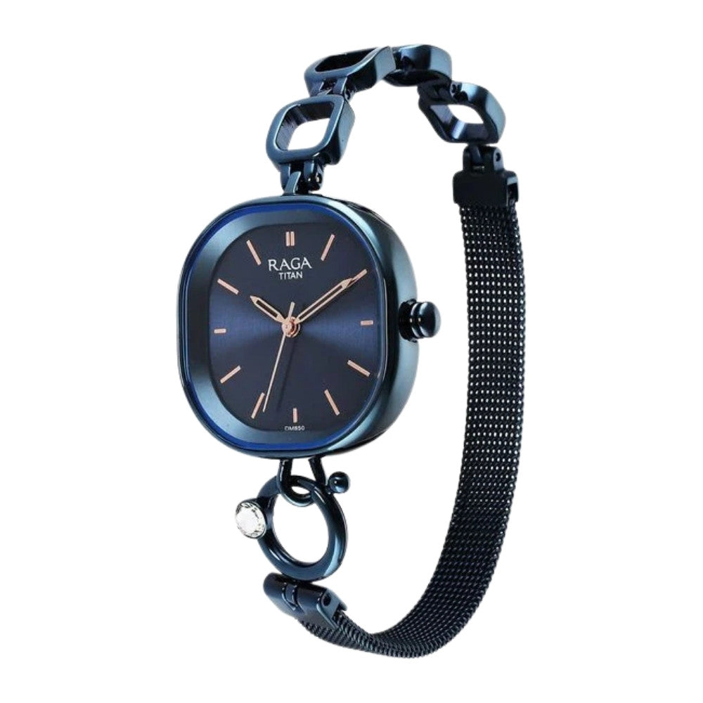 Titan Raga Delight Blue Dial Analog Metal Strap Watch for Women 2693QM01