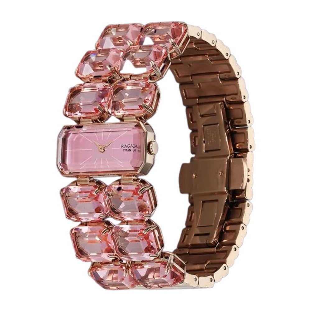 Titan Raga Cocktails Quartz Analog Rose Gold Dial Stainless Steel Strap Watch For Women NU95320WM02