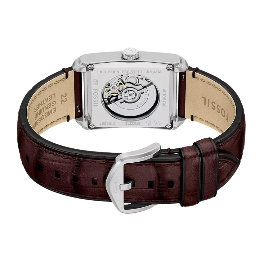 Fossil Carraway 30mm Automatic Brown Croco Leather Watch ME3273