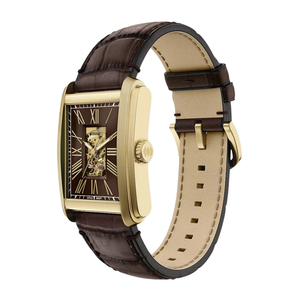 Fossil Carraway 30mm Automatic Brown Croco Leather Watch ME3281
