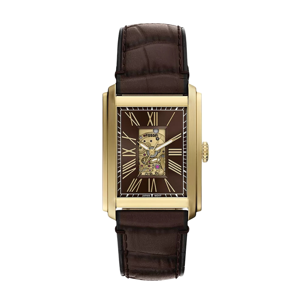 Fossil Carraway 30mm Automatic Brown Croco Leather Watch ME3281