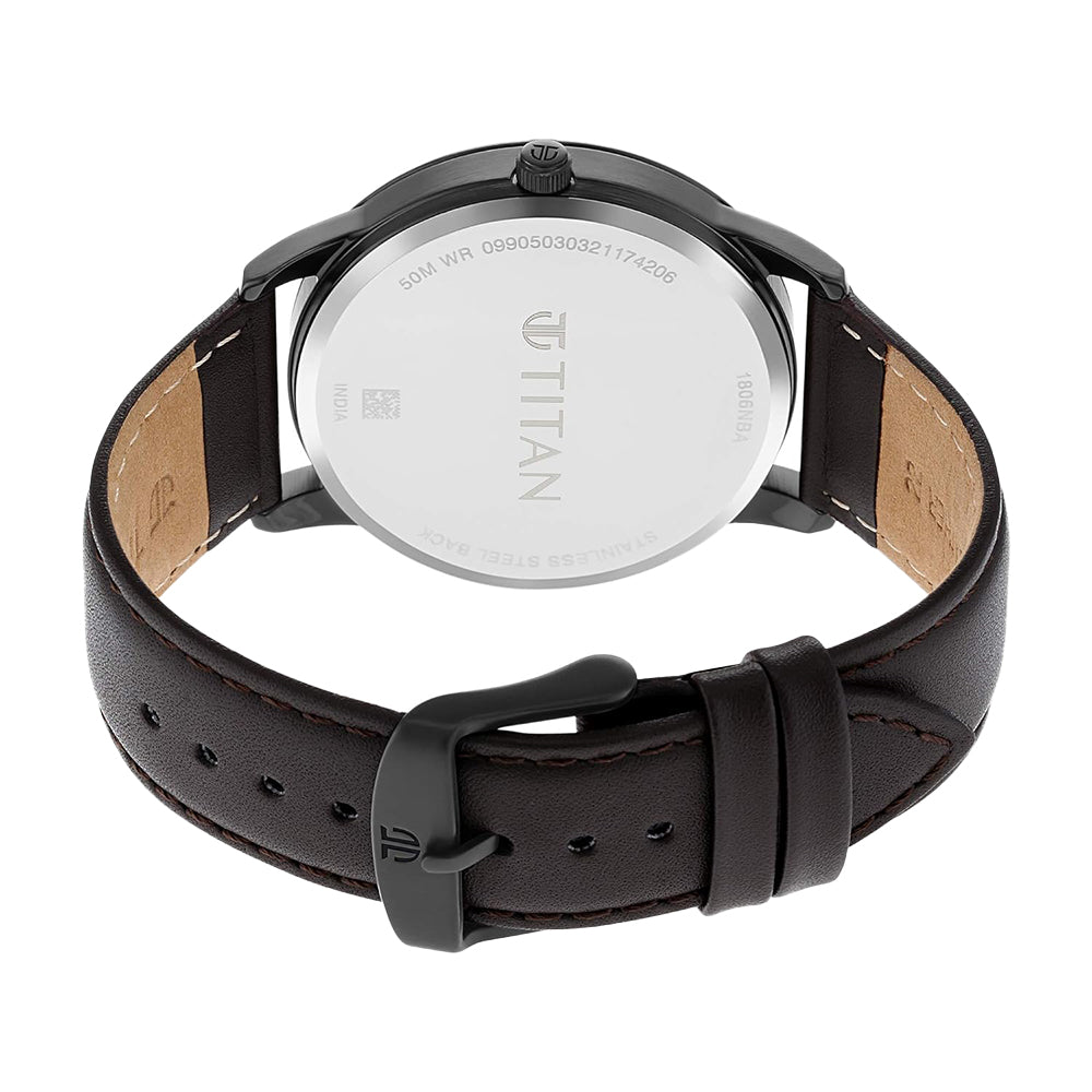 Titan Workwear Watch with Beige Dial & Leather Strap 1806NL02