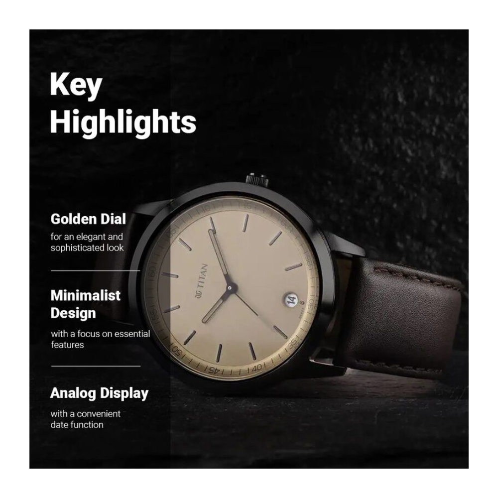 Titan Workwear Watch with Beige Dial & Leather Strap 1806NL02