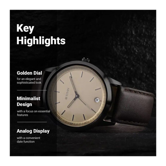 Titan Workwear Watch with Beige Dial & Leather Strap 1806NL02