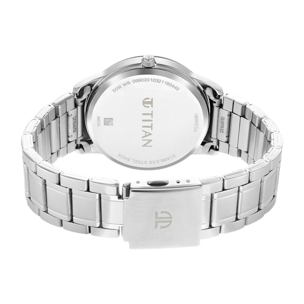 Titan Men's Timeless Style Watch: Refined Black Dial and Metal Strap 1806SM02
