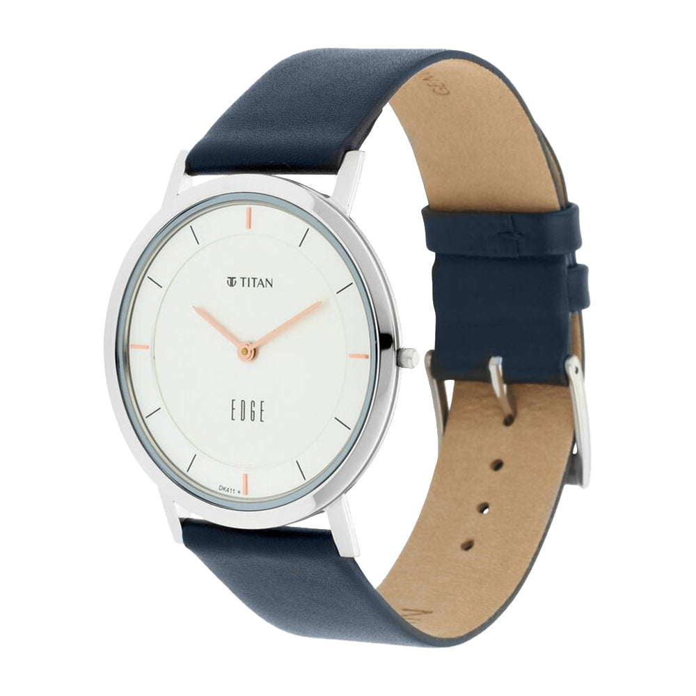 Titan Edge watch with Silver white dial with Rosegold highlights 1595SL06