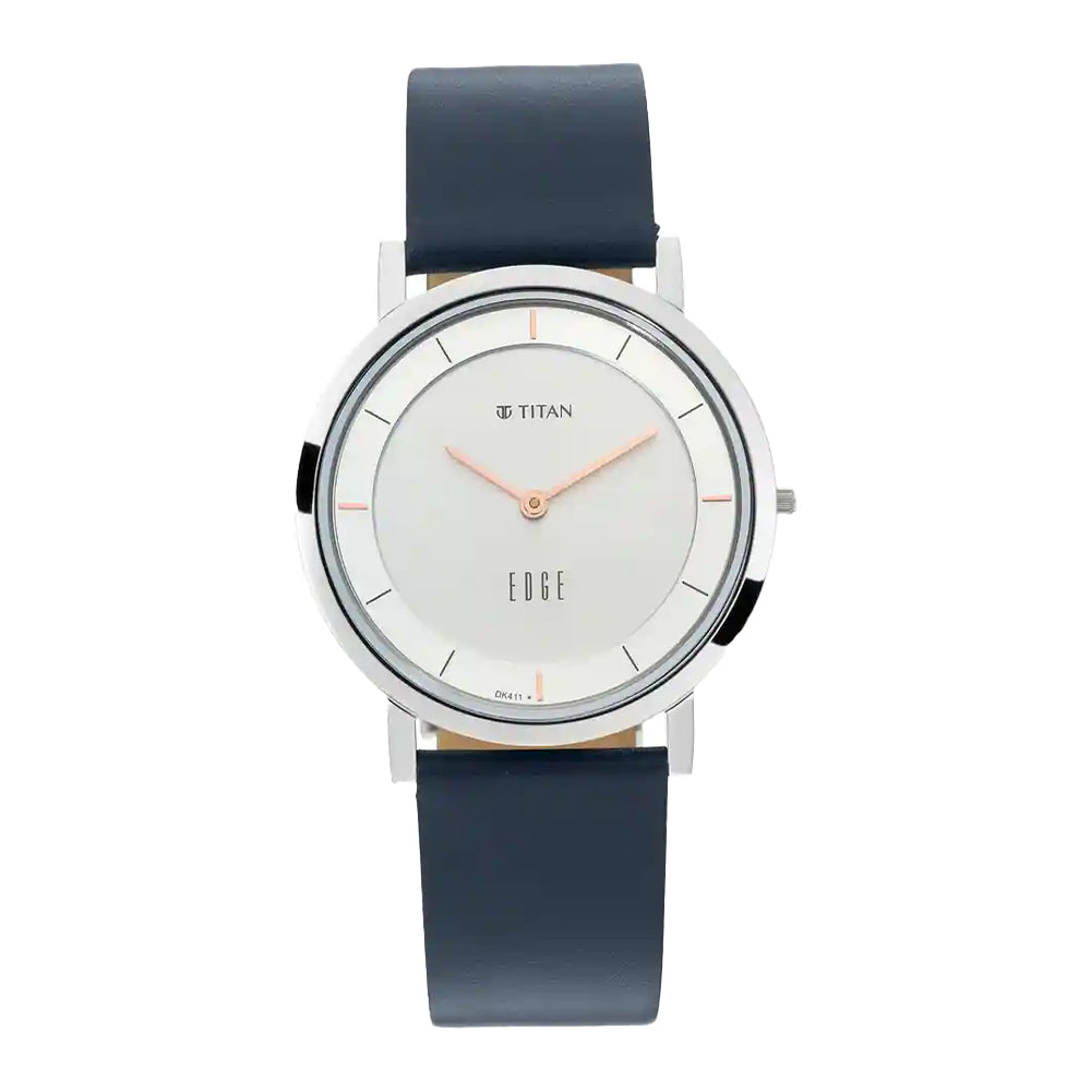 Titan Edge watch with Silver white dial with Rosegold highlights 1595SL06
