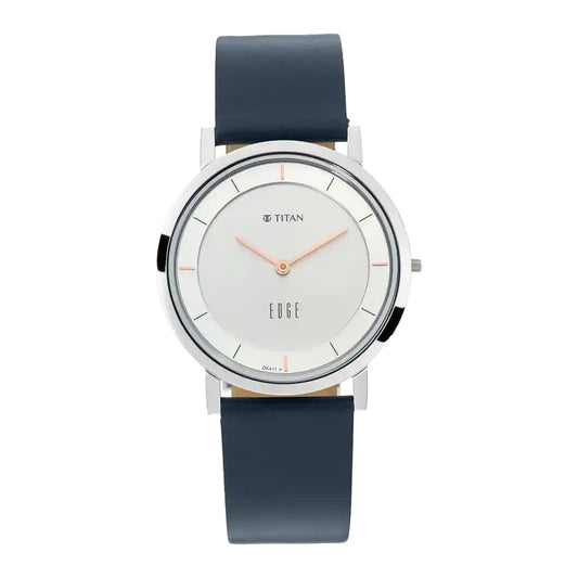 Titan Edge watch with Silver white dial with Rosegold highlights 1595SL06