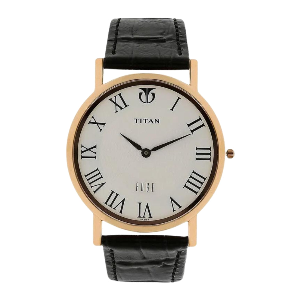 Titan Quartz Analog White Dial Leather Strap Watch for Men 1595WL01