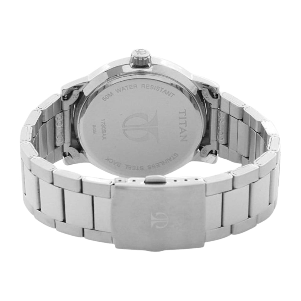 Titan Men's Urban Refinement: Sleek Blue Dial with Silver Stainless Steel Strap Watch 1730SM03