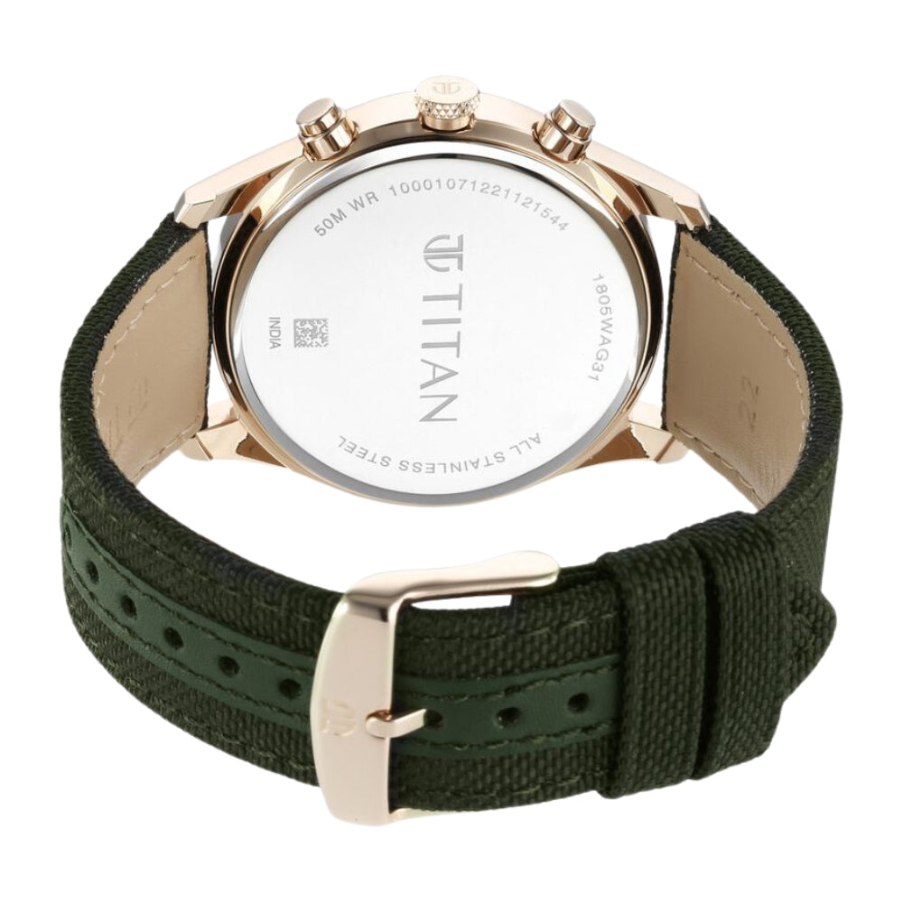 Titan Neo Splash Green Dial Quartz Analog with Date Fabric Strap watch for Men 1805WP01