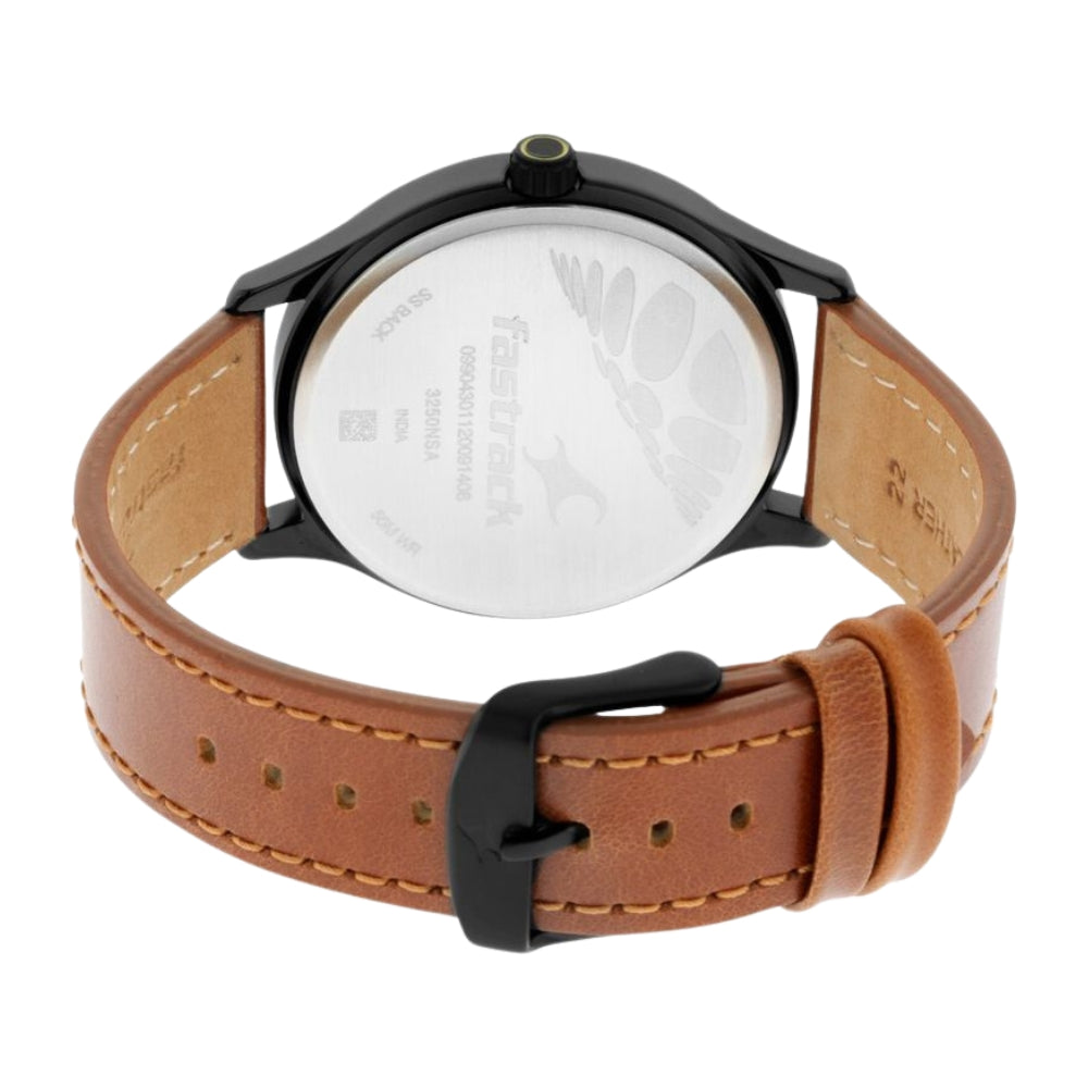 Fastrack Gamify Quartz Analog Brown Dial Leather Strap Watch for Guys 3250NL02
