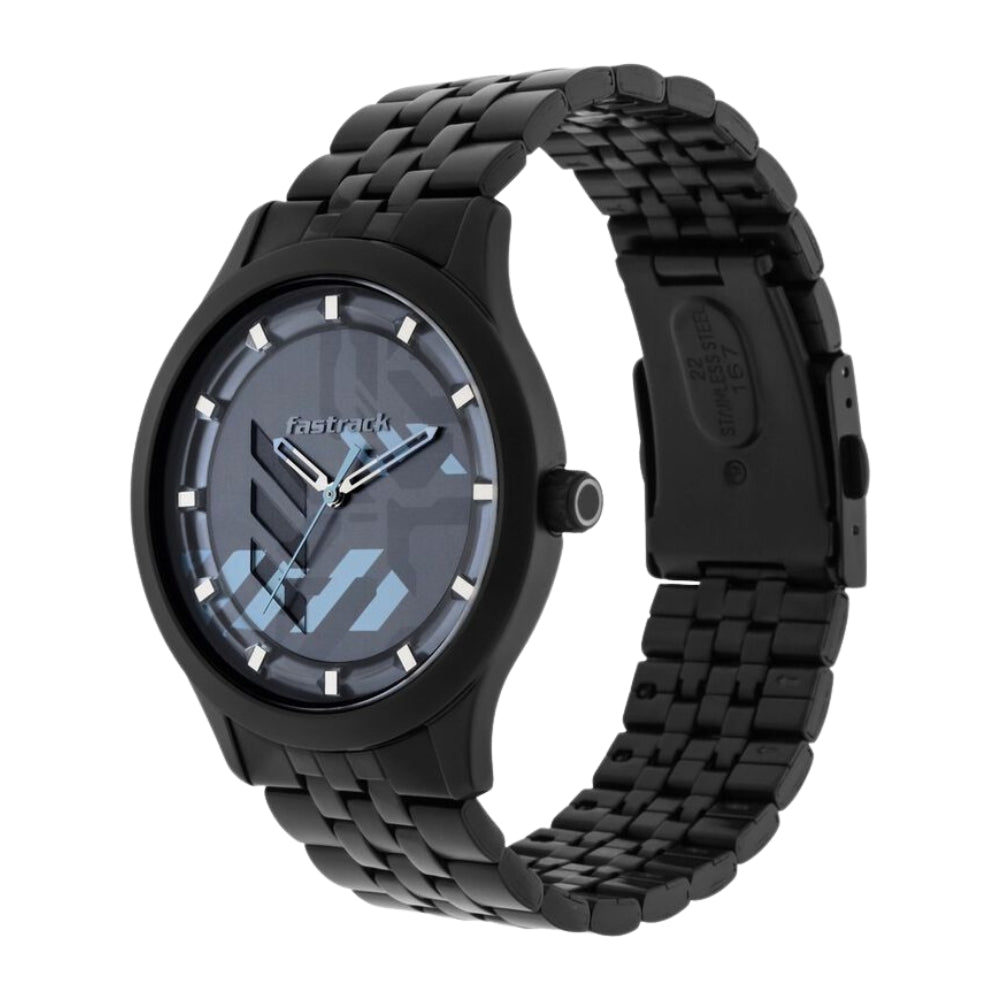 Fastrack Gamify Quartz Analog Grey Dial Metal Strap Watch for Guys 3250NM01
