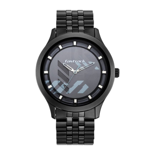 Fastrack Gamify Quartz Analog Grey Dial Metal Strap Watch for Guys 3250NM01