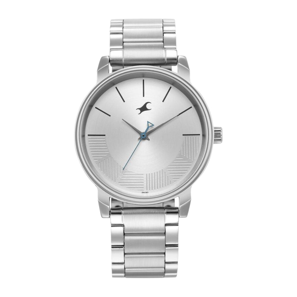 Fastrack Stunners Quartz Analog Silver Dial Metal Strap Watch for Guys 3291SM02