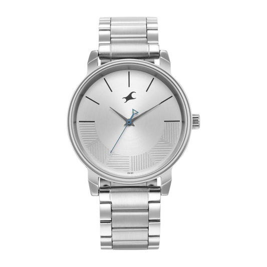 Fastrack Stunners Quartz Analog Silver Dial Metal Strap Watch for Guys 3291SM02