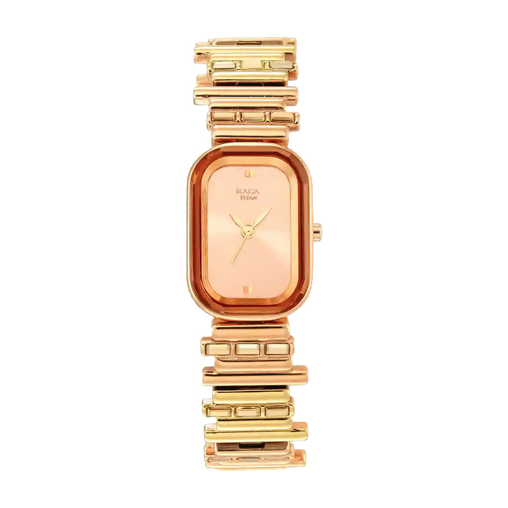 Titan Love All Rose Gold Dial Analog Metal Strap Watch for Women 95154KM01
