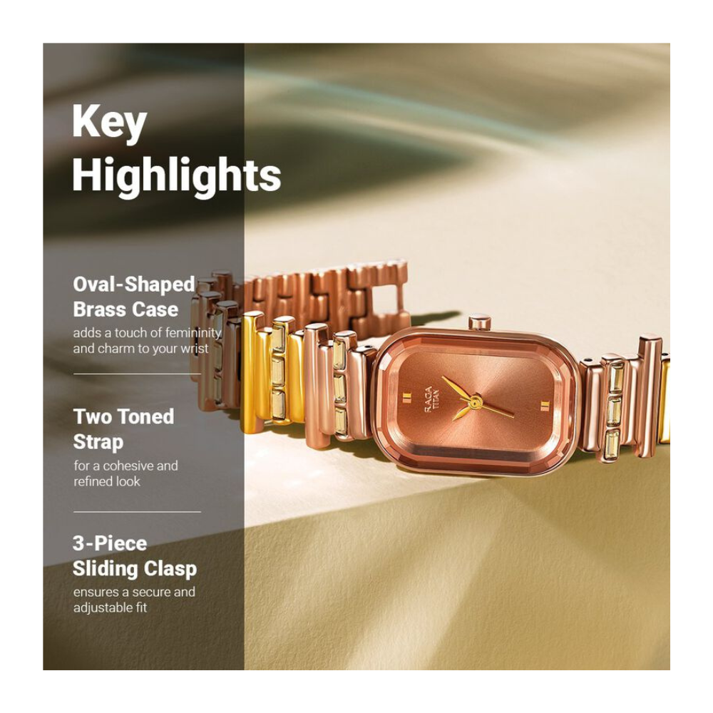 Titan Love All Rose Gold Dial Analog Metal Strap Watch for Women 95154KM01
