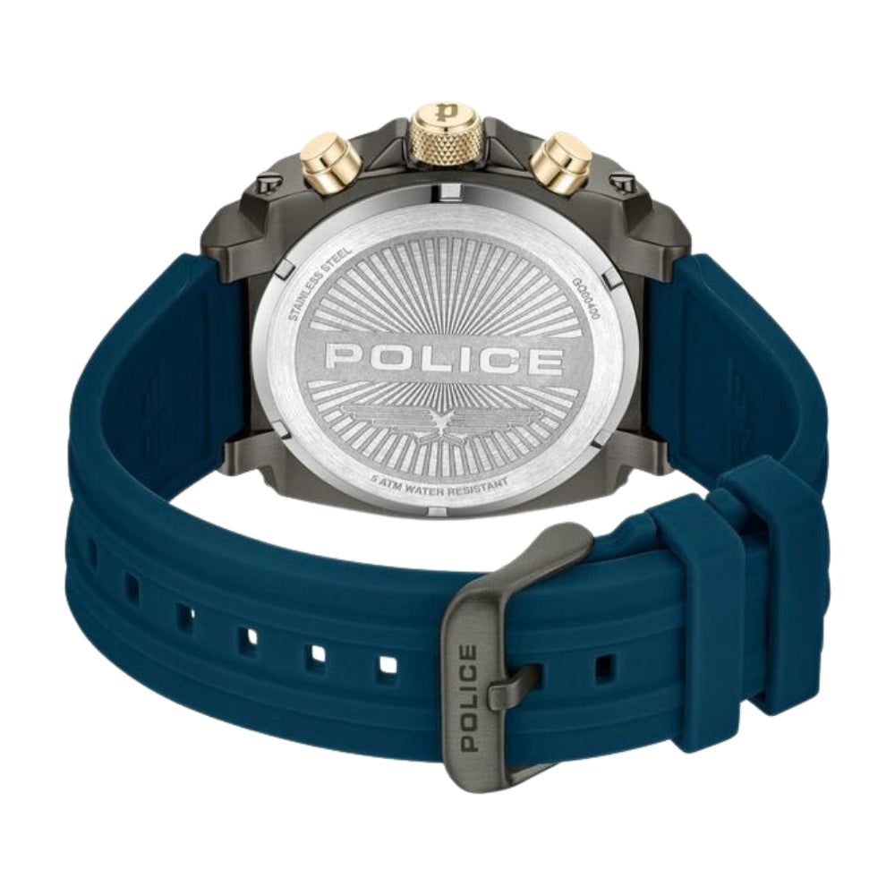 Police Multifunction Blue Dial Blue Color Silicone Strap Watch For Men NTPLPEWGQ0040001W