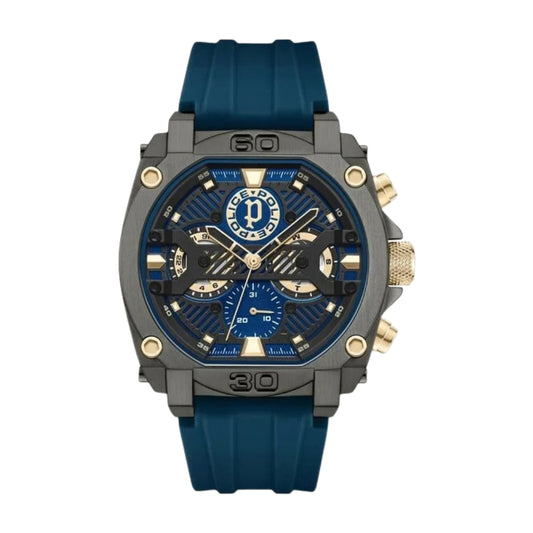 Police Multifunction Blue Dial Blue Color Silicone Strap Watch For Men NTPLPEWGQ0040001W