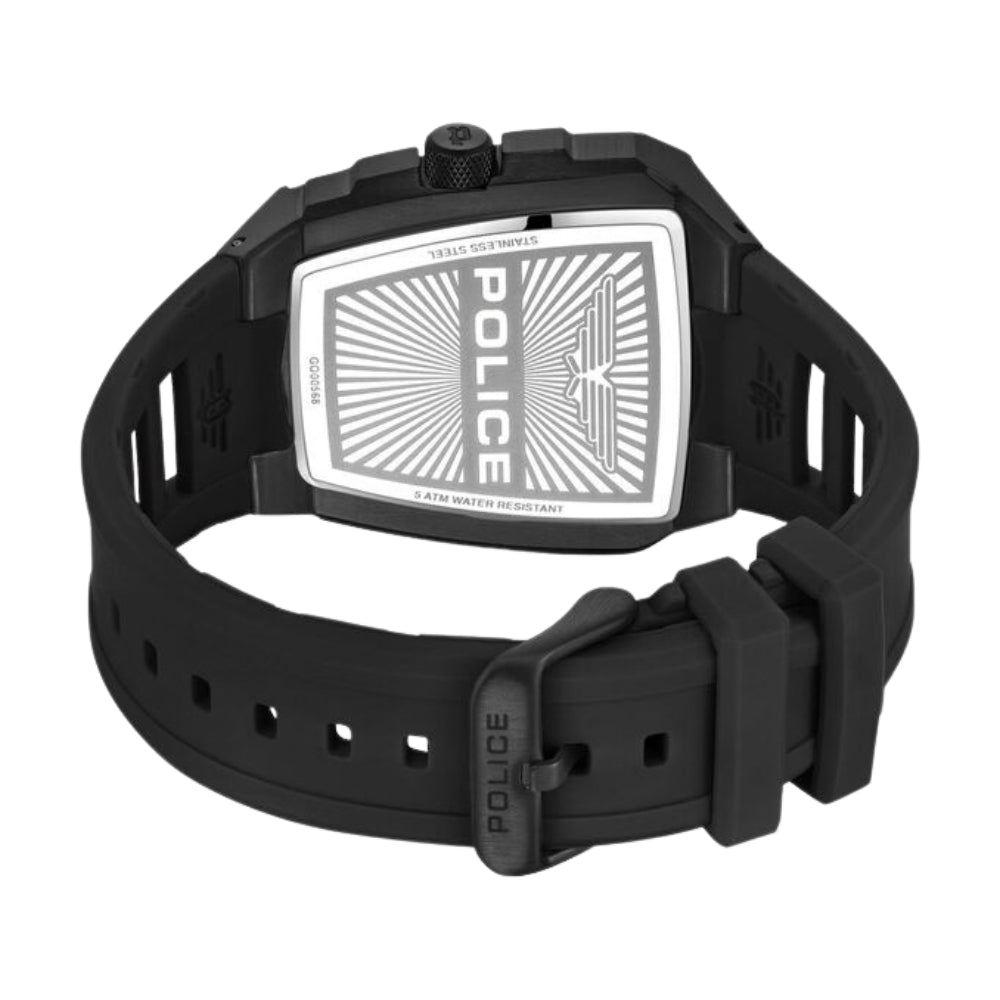 Police Multifunction Black Dial Black Color Silicone Strap Watch For Men NTPLPEWGQ0056801W