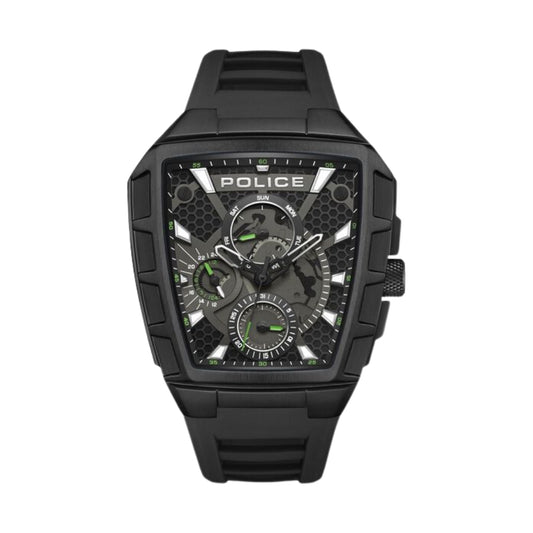 Police Multifunction Black Dial Black Color Silicone Strap Watch For Men NTPLPEWGQ0056801W