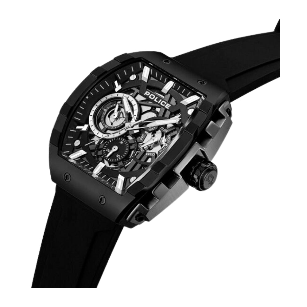 Police Quartz Multifunction Black Dial Black Colour Silicone Strap Watch For Men PLPEWGQ0063001W