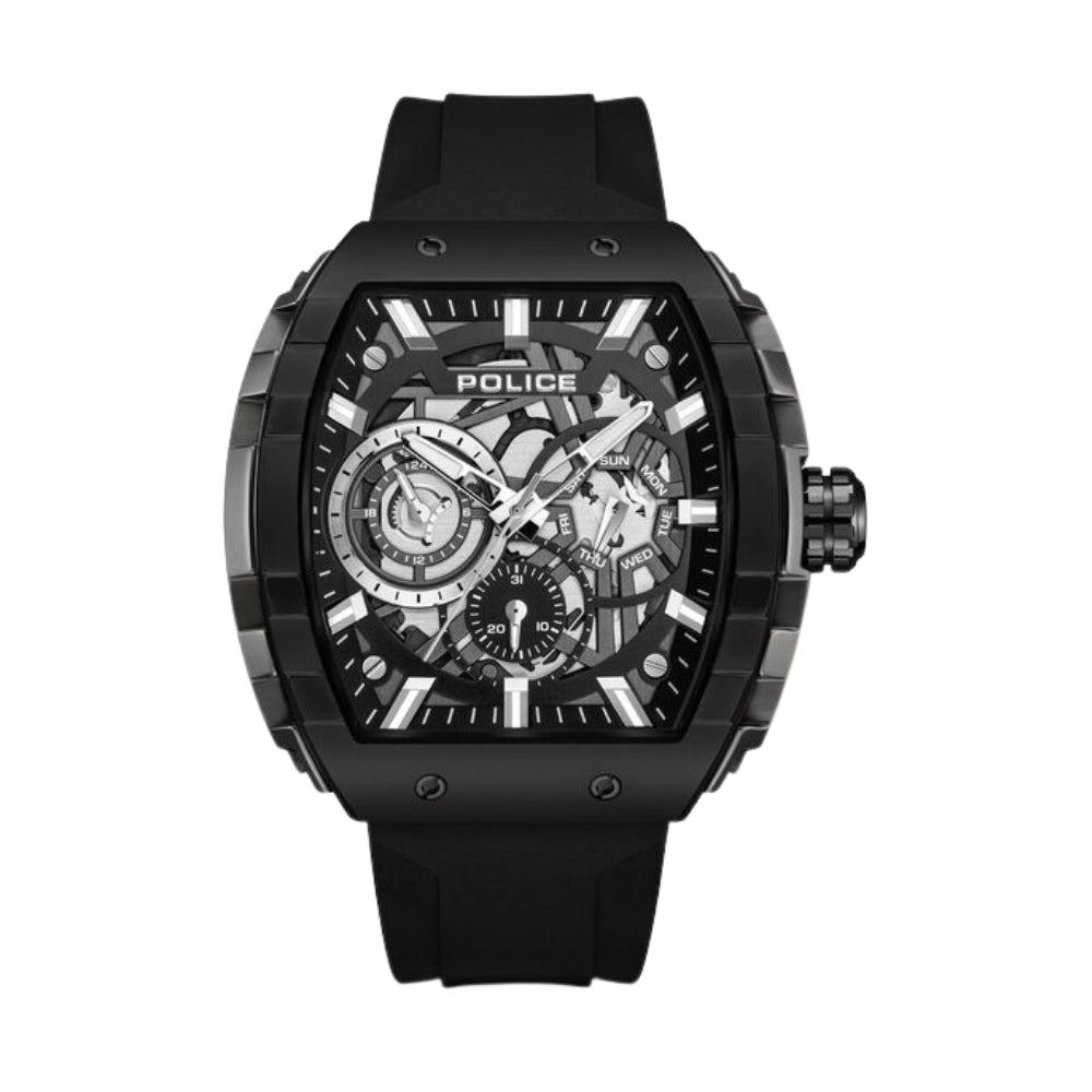 Police Quartz Multifunction Black Dial Black Colour Silicone Strap Watch For Men PLPEWGQ0063001W