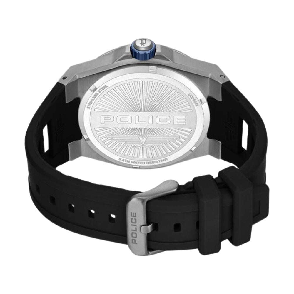 Police Quartz Multifunction Black Dial Black Silicone Strap Watch For Men PLPEWGQ0093803W