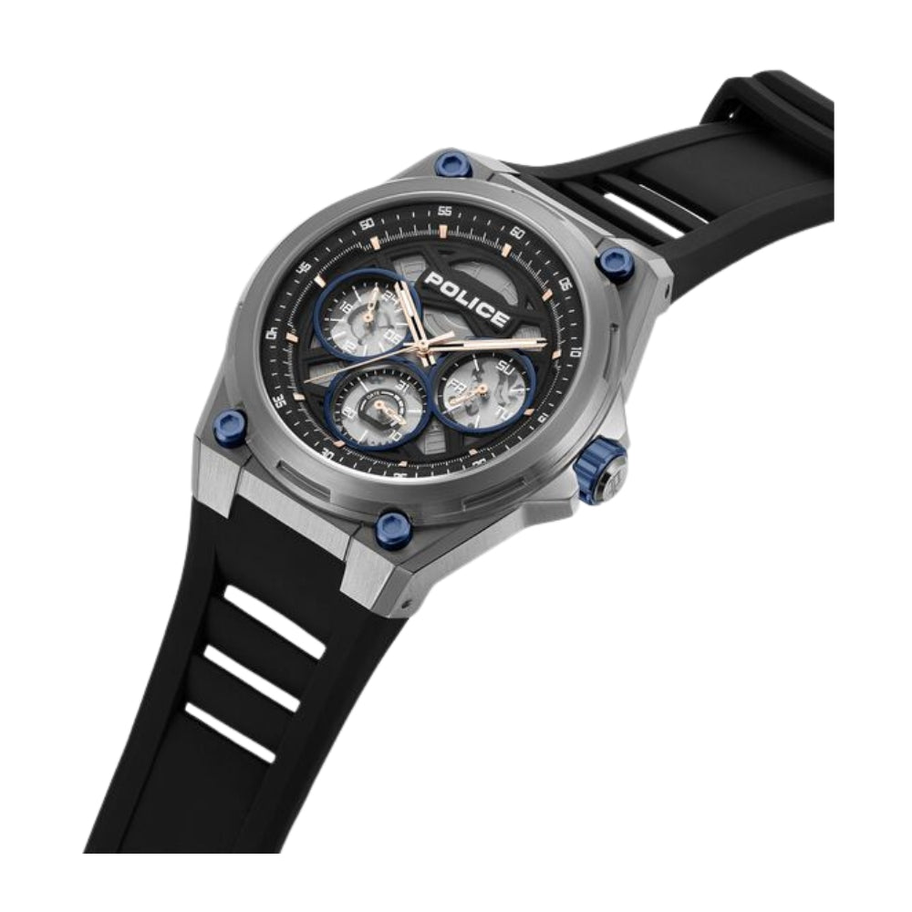 Police Quartz Multifunction Black Dial Black Silicone Strap Watch For Men PLPEWGQ0093803W