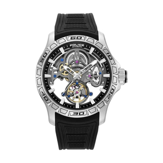 Police Quartz Analog Grey Dial Black Silicone Strap Watch For Men PLPEWGR0097801W