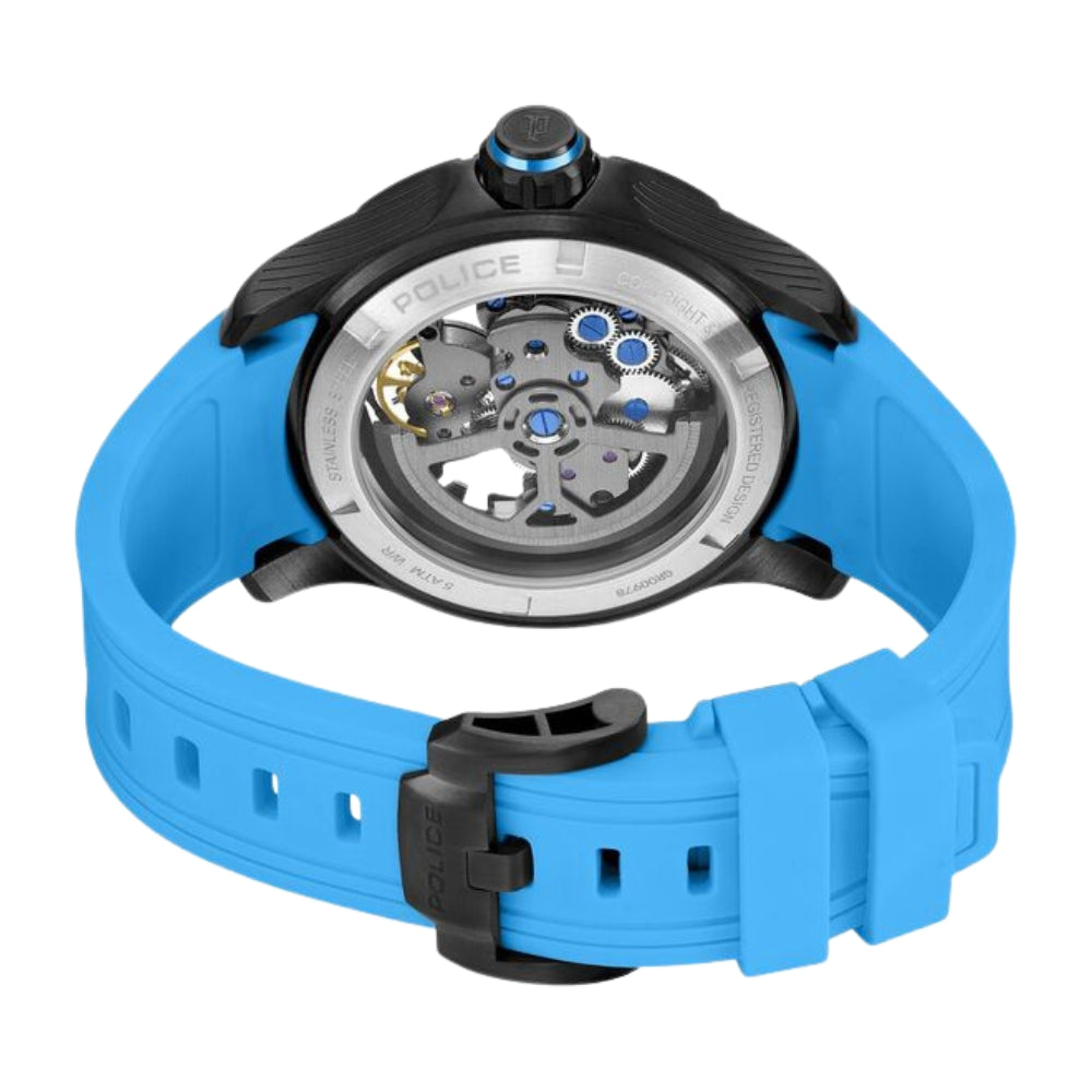 Police Quartz Analog Grey Dial Blue Silicone Strap Watch For Men PLPEWGR0097804W