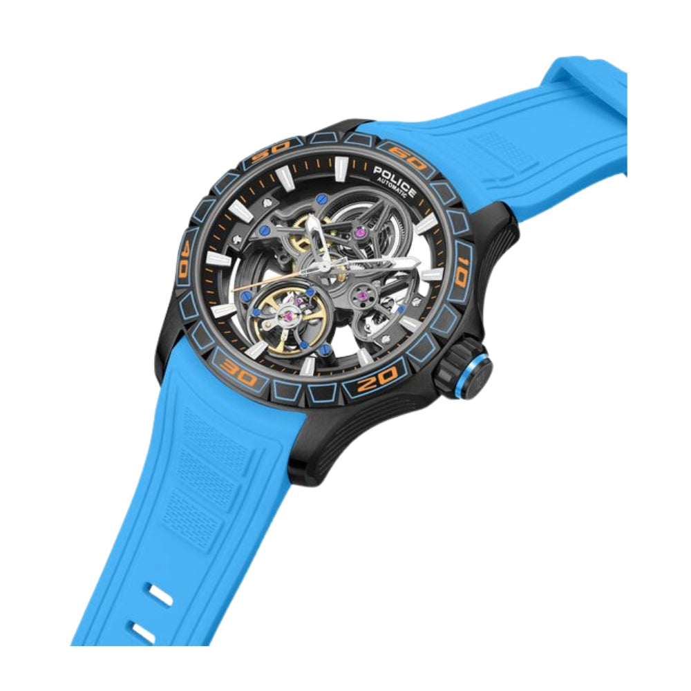 Police Quartz Analog Grey Dial Blue Silicone Strap Watch For Men PLPEWGR0097804W