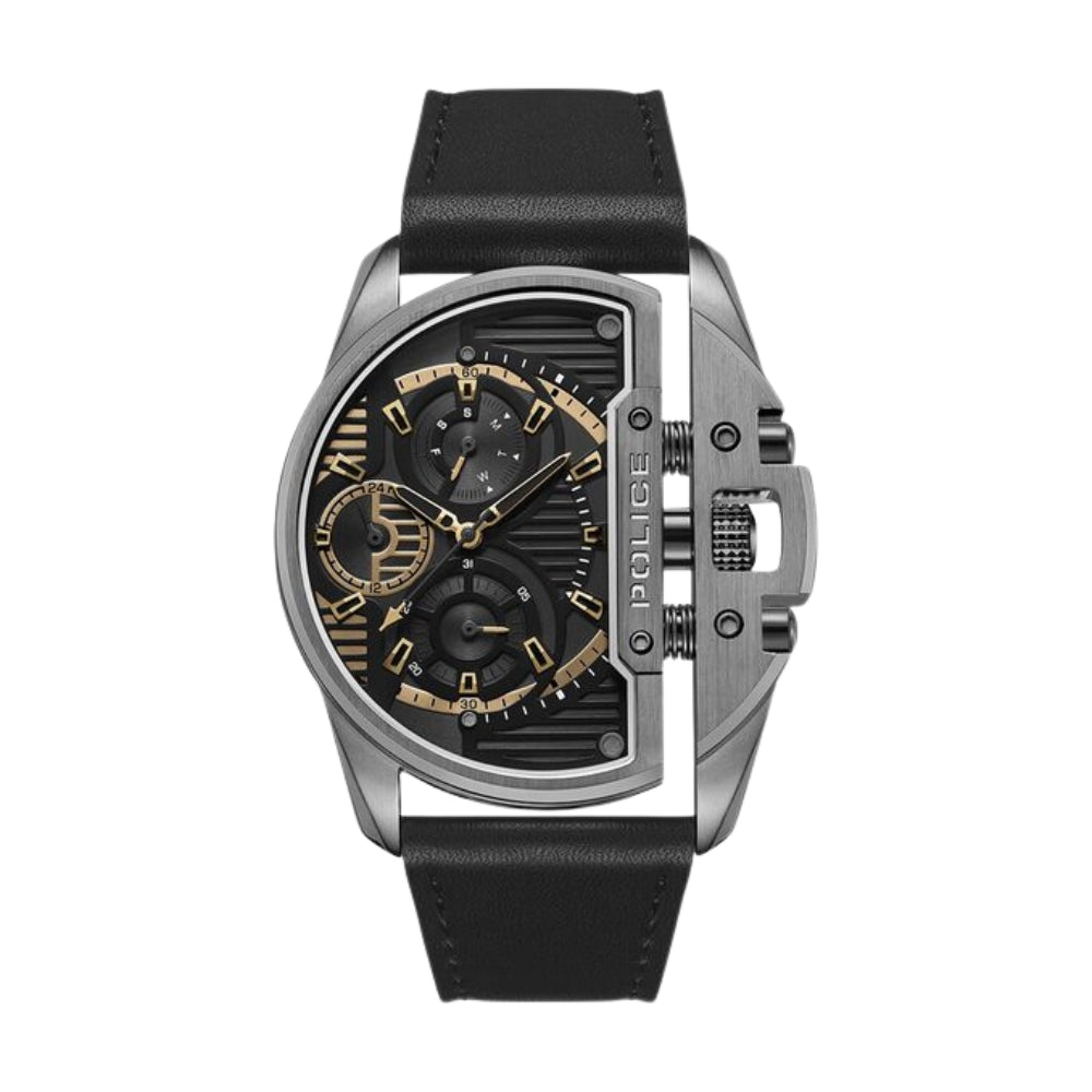 Police Grey Dial Black Strap Multifunction Watch for Men NTPLPEWJF2203601W