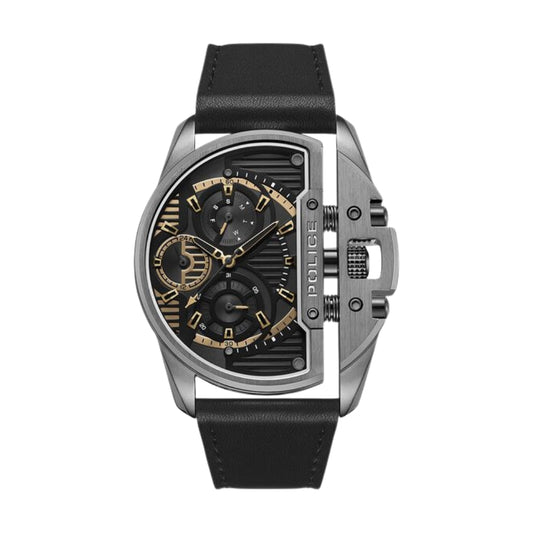 Police Grey Dial Black Strap Multifunction Watch for Men NTPLPEWJF2203601W