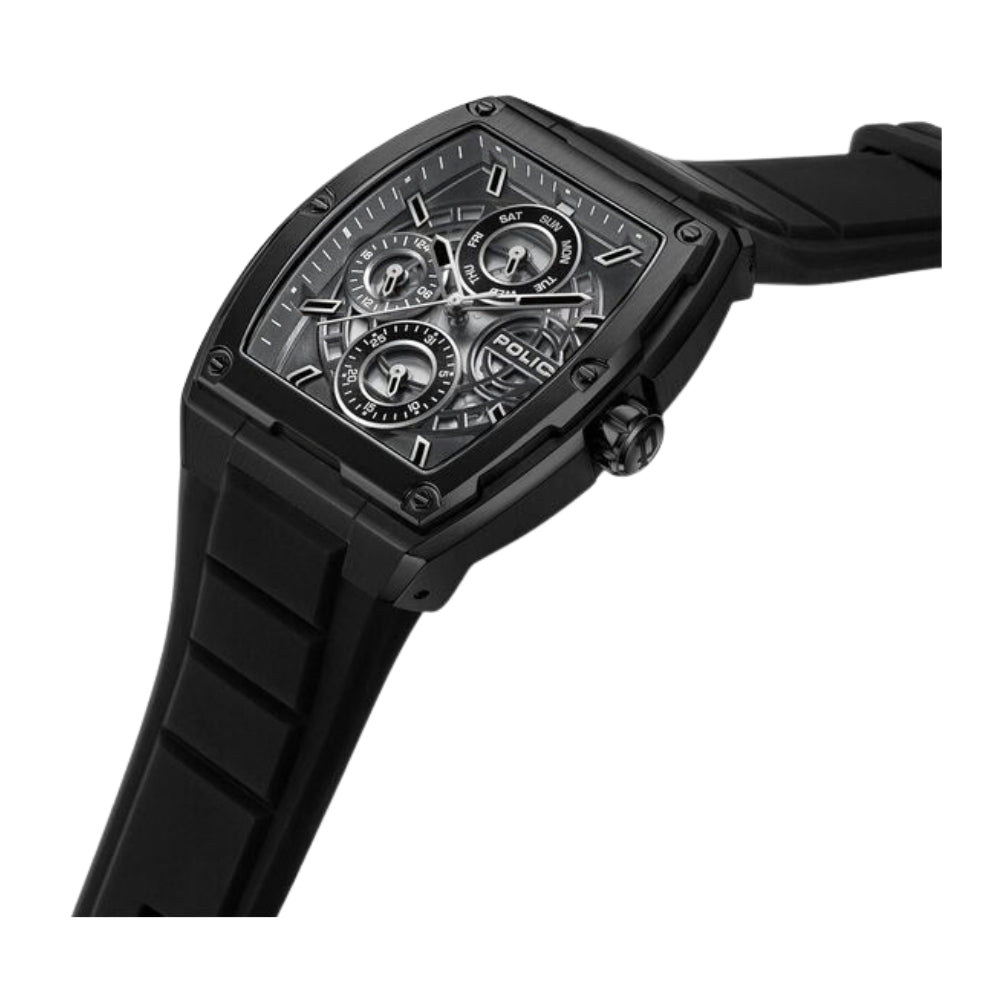 Police Quartz Multifunction Grey Dial Black Silicone Strap Watch for Men NTPLPEWJQ0004501