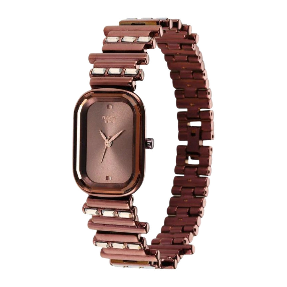 Titan Love All Brown Dial Analog Metal Strap Watch for Women 95154QM01
